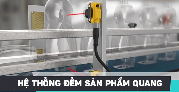 Hệ thống băng tải đếm sản phẩm Cảm biến trên băng tải đếm sản phẩm